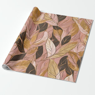 Popular Blush Pink Gold Boho Leaves Collection Wrapping Paper