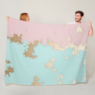 Popular Blush Pink Mint Gold Luxury Collection Fleece Blanket