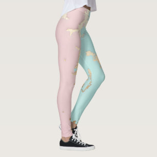 Popular Blush Pink Mint Gold Luxury Collection Leggings