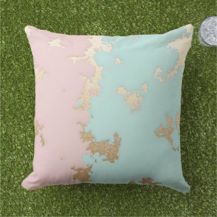 Popular Blush Pink Mint Gold Luxury Collection Outdoor Pillow