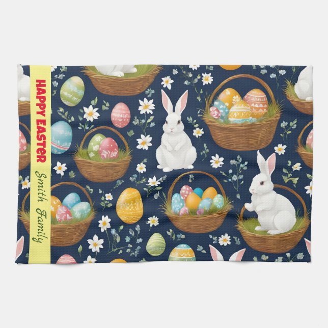Popular Bunny Happy Easter Collection Kitchen Towel (Horizontal)