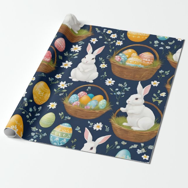 Popular Bunny Happy Easter Collection Wrapping Paper (Unrolled)
