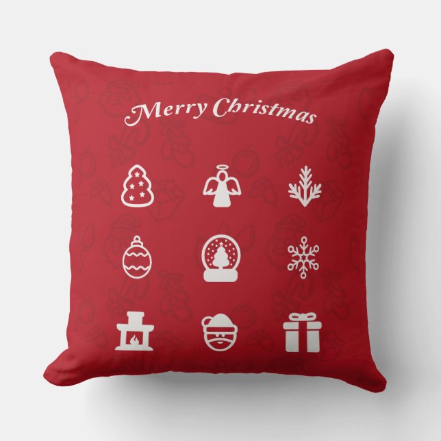 Popular Christmas Symbols Throw Pillow (Front)