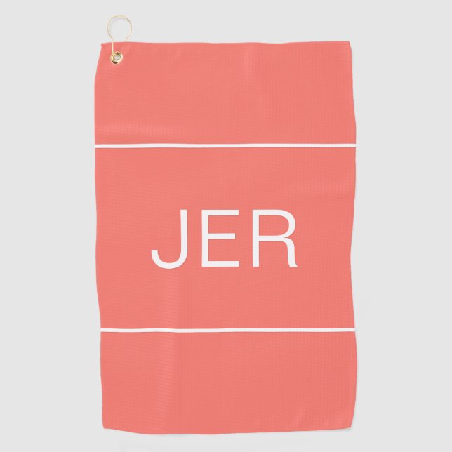Popular Coral Custom Monogrammed Golfers Best Golf Towel (Front)