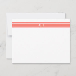 Popular Coral Personalized Monogram Name Initials Card