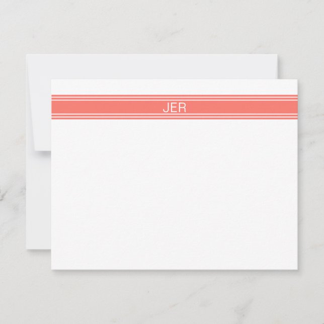 Popular Coral Personalized Monogram Name Initials Card (Front)