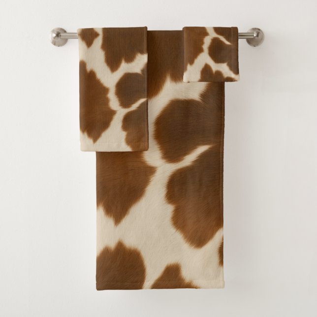 Popular Cow Faux Leather Elegant Collection Bath Towel Set (Insitu)