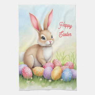 Popular Cute Easter Bunny And Eggs Collection Kitchen Towel