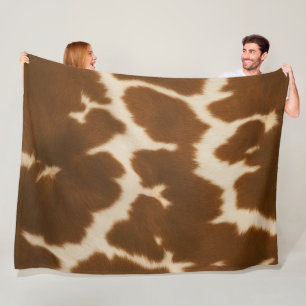 Popular Elegant Cow Faux Leather Collection Fleece Blanket