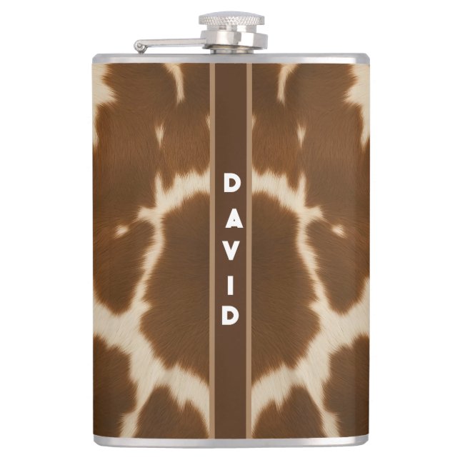 Popular Elegant Cow Faux Leather Collection Hip Flask (Front)