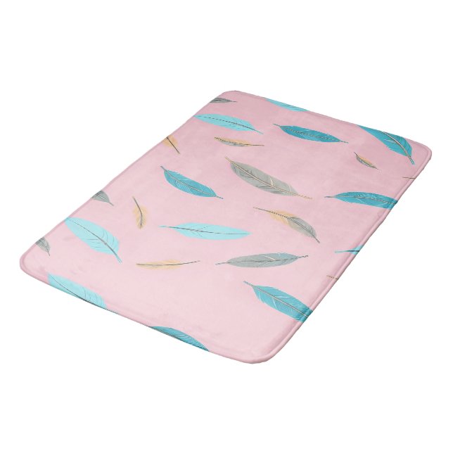 Popular Feathers Luxury Boho Collection Bath Mat (Angled)