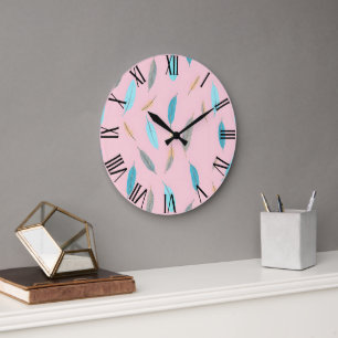 Popular Feathers Luxury Boho Collection Large Clock