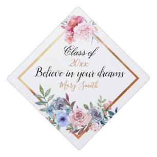 Popular Floral Customize Gold Graduation Cap Topper