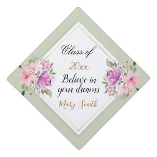 Popular Floral Customize Pink Purple Graduation Cap Topper