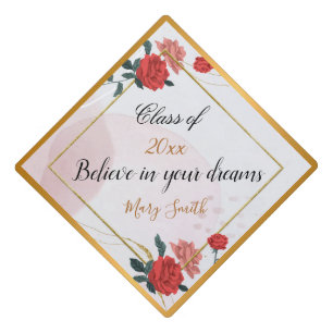 Popular Floral Customize Red Rose Graduation Cap Topper