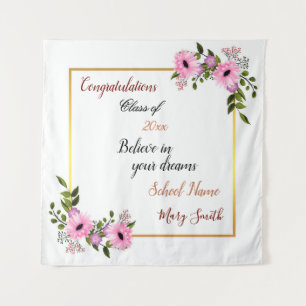 Popular Floral Customize White Pink Tapestry