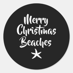 Popular Funny Merry Christmas Beaches Starfish  Classic Round Sticker
