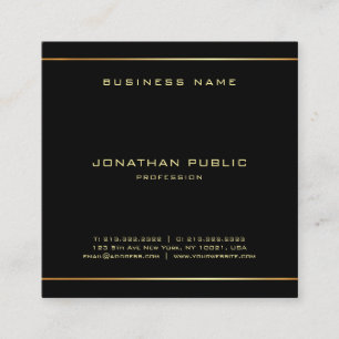 Popular Glamour Black And Gold Elegant Template Square Business Card