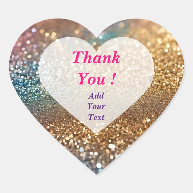 Popular Glitter Opal Holographic Collection Heart Sticker (Front)