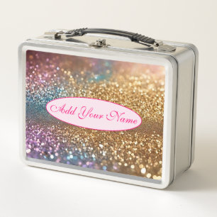 Popular Glitter Opal Holographic Collection Metal Lunch Box