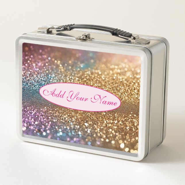 Popular Glitter Opal Holographic Collection Metal Lunch Box (Front)