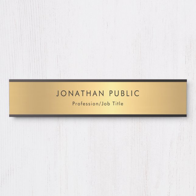 Popular Gold Look Glamourous Modern Template Door Sign (Front)