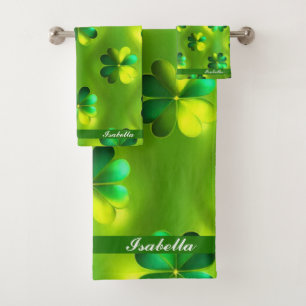 Popular Green Clover 4 Lists Collection Bath Towel Set