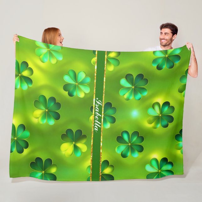 Popular Green Clover 4 Lists Collection Fleece Blanket (In Situ)