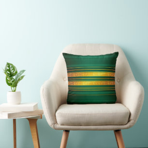 Popular Green Gold Luxury Linen Texture Collection Throw Pillow