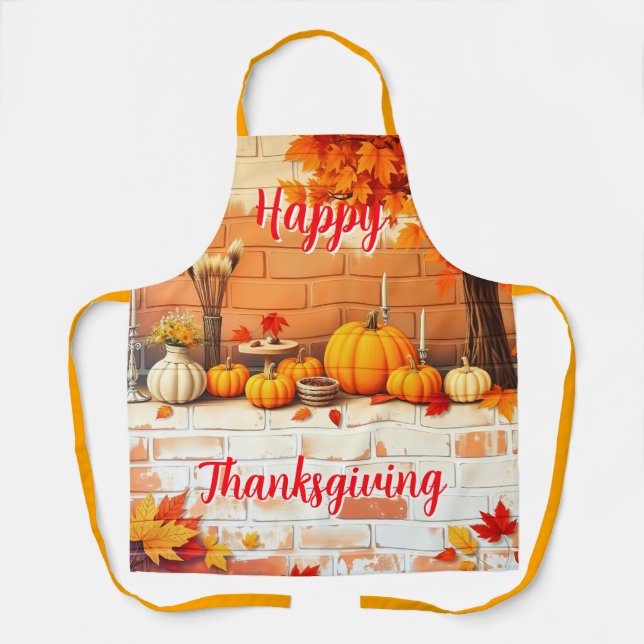 Popular Happy Thanksgiving Beautiful Fall Apron (Front)
