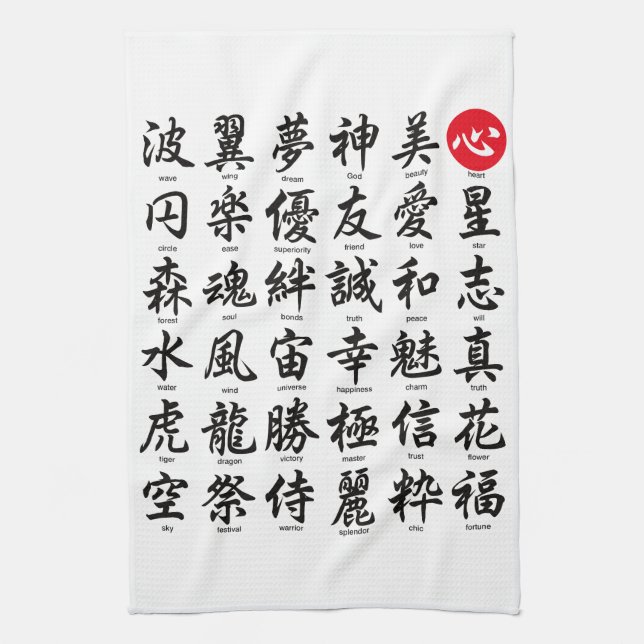 Popular Japanese Kanji Kitchen Towel (Vertical)