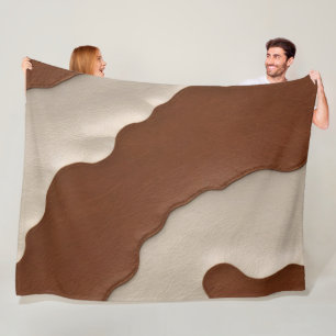 Popular Luxury Elegant Faux Cow Leather Collection Fleece Blanket