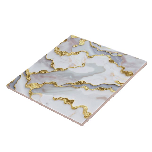 Popular Marble Agate White Gold Collection Tile (Side)