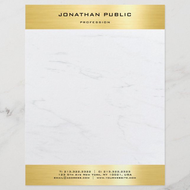 Popular Marble Gold Modern Elegant Template Letterhead (Front)