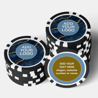 Popular Navy Blue Gold Marble Collection Poker Chips