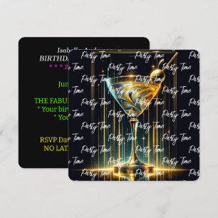 Popular Neon Party Time Personalized Invitation