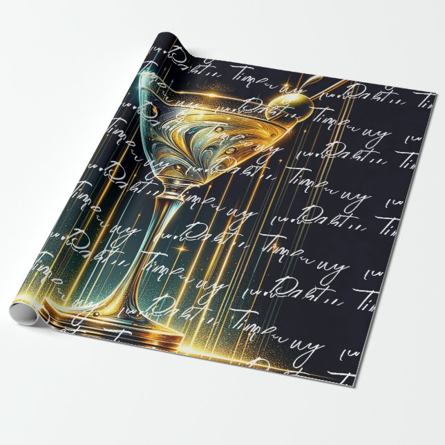 Popular Neon Party Time Personalized Wrapping Paper (Unrolled)