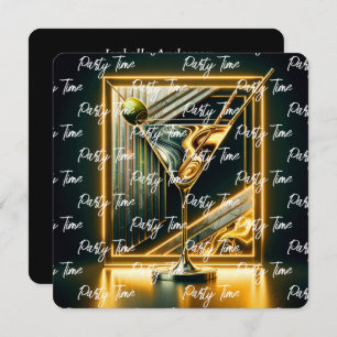 Popular Party Time Neon Personalized Invitation