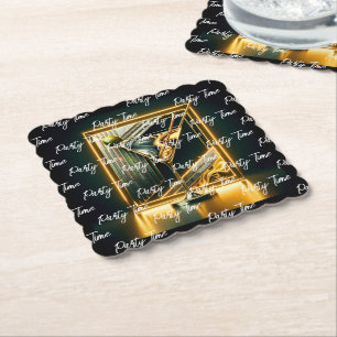 Popular Party Time Neon Personalized Paper Coaster