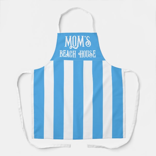 Popular Personalized Blue and White Wide Stripe  Apron (Front)