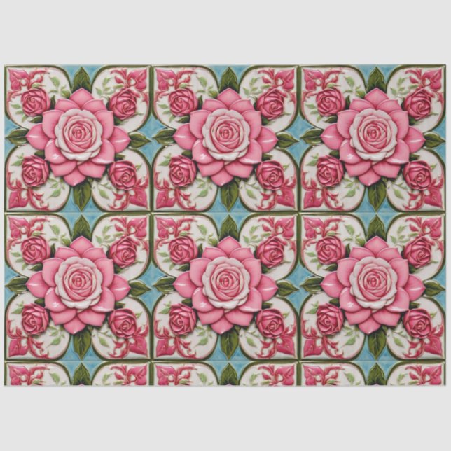 Popular Pink Roses Beautiful Collection Tissue Paper (Front)