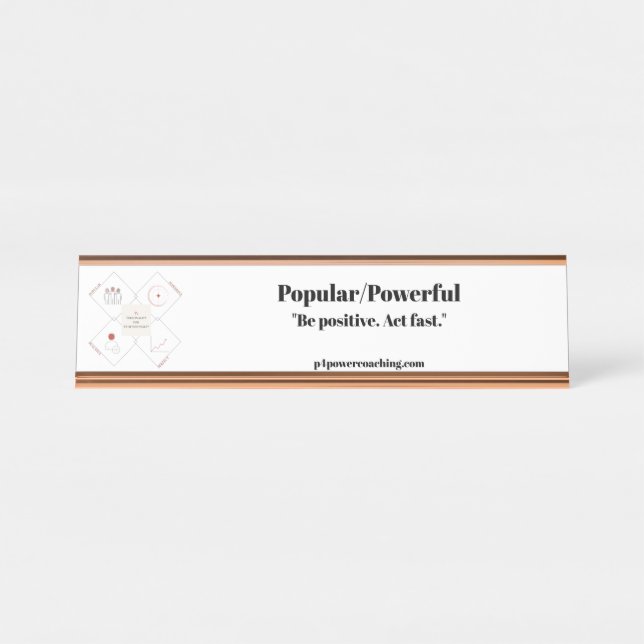 Popular/Powerful Rose Gold Desk Plaque Name Plate (Front)