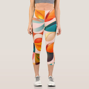 Popular Retro Abstract Squares Collection Capri Leggings