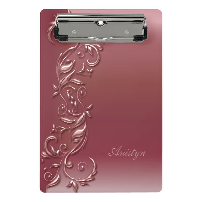 Popular Rose Gold Ornate Design Mini Clipboard (Front)