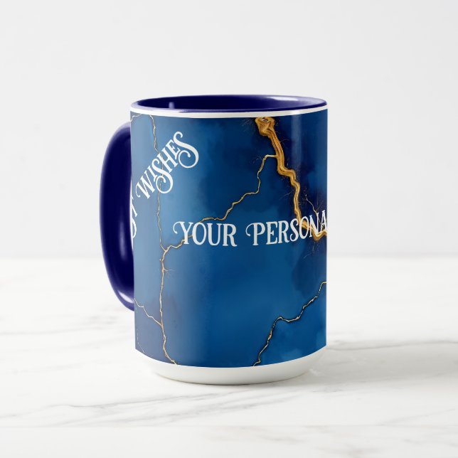 Popular Royal Blue Gold Marble Collection Mug (Front Left)