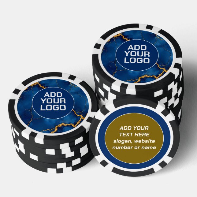 Popular Royal Blue Gold Marble Collection Poker Chips (Stack)