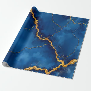 Popular Royal Blue Gold Marble Collection Wrapping Paper