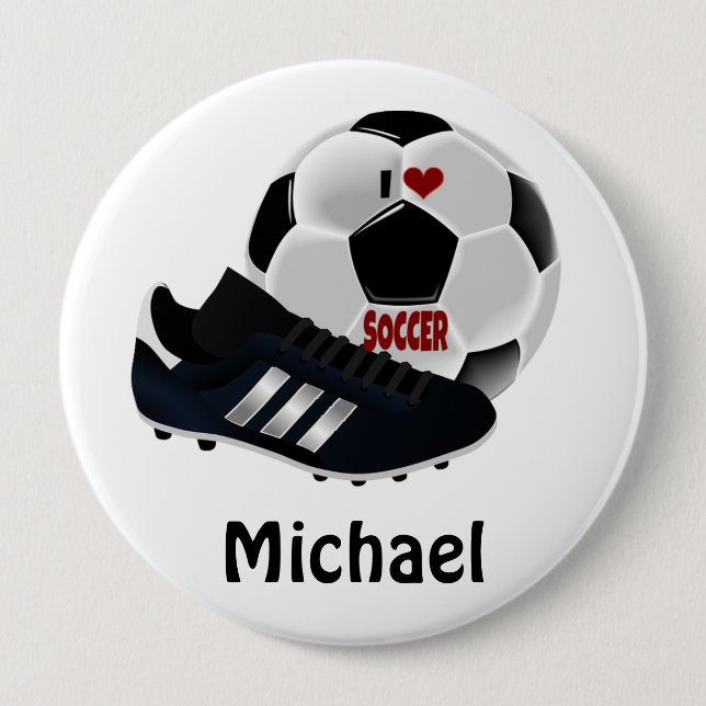 Popular soccer design template 4 inch round button (Front)