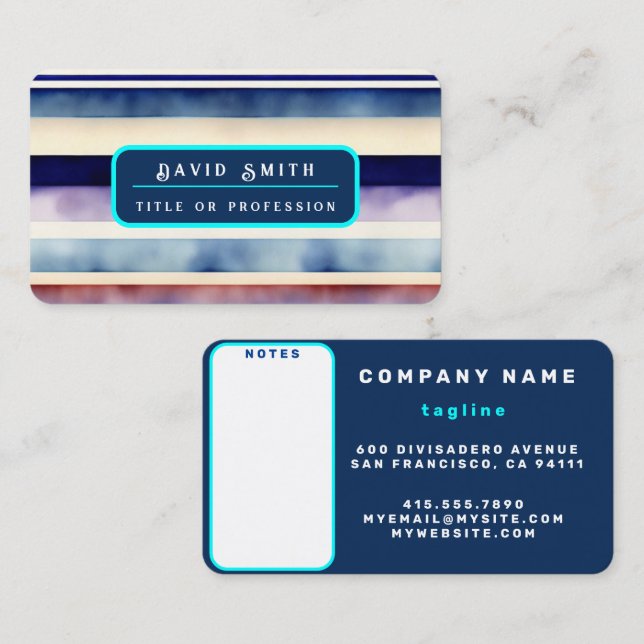 Popular Summer Navy Blue Boat Stripes Collection Business Card (Front/Back)