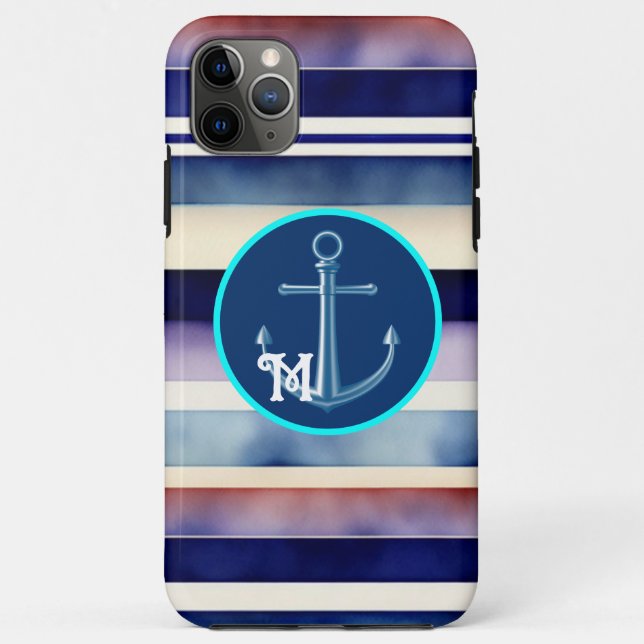 Popular Summer Navy Blue Boat Stripes Collection Case-Mate iPhone Case (Back)